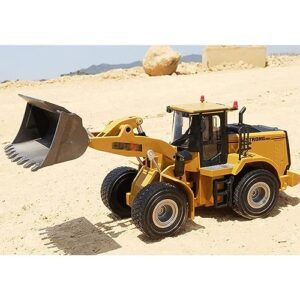 WESTN RC Bulldozer, 2.4Ghz 9 Channels RC Front Loader Toy, 1:24 Scale Full Function RC Bulldozer Construction Vehicle with Alloy Shovel, Suitable for Children's Festival Gifts