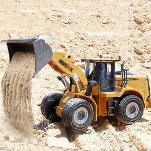 WESTN RC Bulldozer, 2.4Ghz 9 Channels RC Front Loader Toy, 1:24 Scale Full Function RC Bulldozer Construction Vehicle with Alloy Shovel, Suitable for Children's Festival Gifts