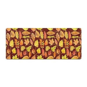 Fall Maple Leaves Bath Mat for Tub,Non Slip Bathroom Floor Runner Rug Quick Dry & Absorbent Diatomaceous Earth Shower Sink Kitchen Washable Doormat,Thanksgiving Autumn Farmhouse Country Rustic 20"x47"