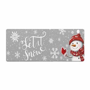 Jolunifun Christmas Snowman Bath Mat for Tub,Non Slip Bathroom Floor Runner Rug Quick Dry & Absorbent Diatomaceous Earth Shower Sink Bedroom Kitchen Washable Doormat,Winter Red Snowflake Grey 20"x47"