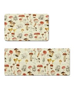 retro mushroom bath mat for tub,non slip bathroom floor runner rug quick dry & absorbent diatomaceous earth shower sink kitchen washable doormat,fall vintage wild botanic forest plant 16x24+16x47