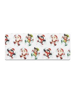 christmas bath mat for tub,non slip bathroom floor runner rug quick dry & absorbent diatomaceous earth shower sink kitchen washable doormat,winter xmas elf penguin santa claus red white 18"x47"