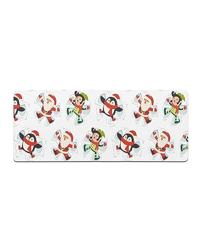 Christmas Bath Mat for Tub,Non Slip Bathroom Floor Runner Rug Quick Dry & Absorbent Diatomaceous Earth Shower Sink Kitchen Washable Doormat,Winter Xmas Elf Penguin Santa Claus Red White 18"x47"