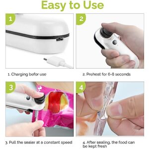 Bag Sealer - 2 in 1 Bag Sealer Heat Seal with Cutter, Chip Bag Sealer Mini, Rechargeable Plastic Bag Sealer Small Kitchen Gadgets for Plastic Bags, Snack Bags, Food Storage