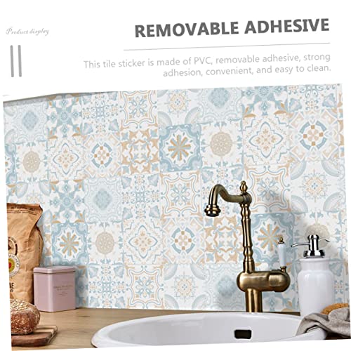 LIGHTAOTAO Furniture Tile Stickers Cupboard Tile Sticker Bathroom Tile Stickers Thick Frosted Flooring Floor Tile Sticker Peel and Stick Vintage Removable Stickers PVC Wall Tiles 48pcs