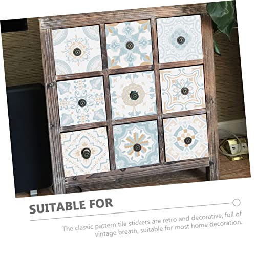 LIGHTAOTAO Furniture Tile Stickers Cupboard Tile Sticker Bathroom Tile Stickers Thick Frosted Flooring Floor Tile Sticker Peel and Stick Vintage Removable Stickers PVC Wall Tiles 48pcs