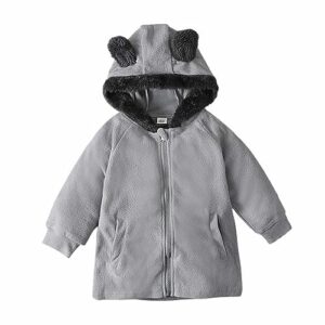SYNIA Toddler Baby Boys Girls Fleece Jacket Warmth Winter Coat with Bear's Ear Hooded Outwear with Pockets for 1-6 Years