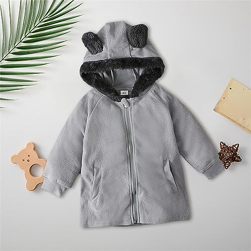 SYNIA Toddler Baby Boys Girls Fleece Jacket Warmth Winter Coat with Bear's Ear Hooded Outwear with Pockets for 1-6 Years