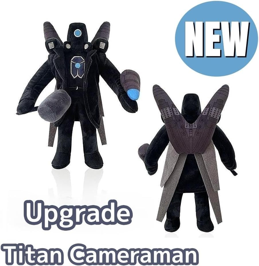 New Upgraded Titan Cameraman Plush, 2023 New Skibidi Toilet Titan Cameraman Plush Toy, Funny Stuffed Anime Game Speakerman Boss Plush Doll Figure, Soft Stuffed Plushie Pillow for Kids Fans Aldults