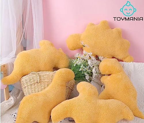 Toymania - Dinosaur Nugget Plush - Fluffy Brontosaurus Nug Plush to Cuddle or for Room Decor - Dino Nugget Stuffed Animal Emotional Support - Dinosaur Chicken Nugget Plush Looks Great Anywhere