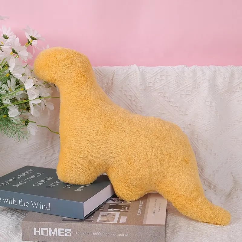 Toymania - Dinosaur Nugget Plush - Fluffy Brontosaurus Nug Plush to Cuddle or for Room Decor - Dino Nugget Stuffed Animal Emotional Support - Dinosaur Chicken Nugget Plush Looks Great Anywhere