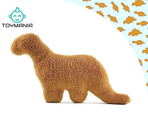 Toymania - Dinosaur Nugget Plush - Fluffy Brontosaurus Nug Plush to Cuddle or for Room Decor - Dino Nugget Stuffed Animal Emotional Support - Dinosaur Chicken Nugget Plush Looks Great Anywhere