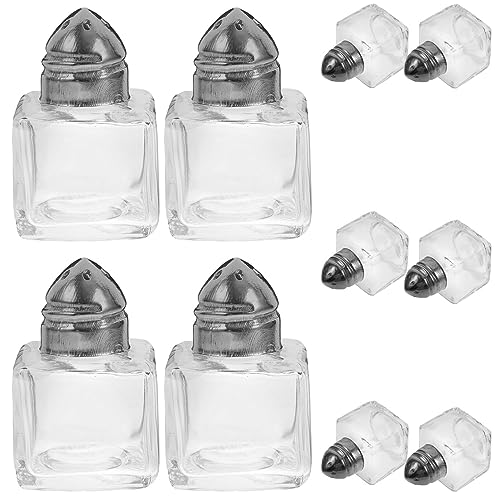 HEMOTON 10Pcs Mini Salt and Pepper Shakers Tiny Cube Shape Pepper Shakers Glass Shaker Bottle Condiment Storage Jar for Storing Pepper, Sugar for Wedding Table Party