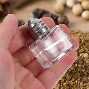 HEMOTON 10Pcs Mini Salt and Pepper Shakers Tiny Cube Shape Pepper Shakers Glass Shaker Bottle Condiment Storage Jar for Storing Pepper, Sugar for Wedding Table Party