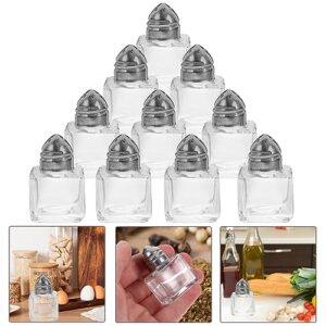 HEMOTON 10Pcs Mini Salt and Pepper Shakers Tiny Cube Shape Pepper Shakers Glass Shaker Bottle Condiment Storage Jar for Storing Pepper, Sugar for Wedding Table Party