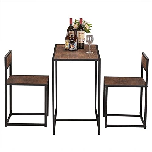 Elm Wood Simple Dining Table Set Breakfast Table and Chair Three-Piece [90x47x75.5cm] Kitchen Room Furniture