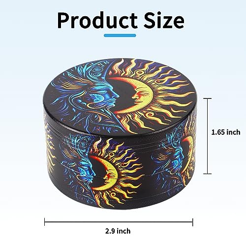 3 inch Large Grinder for Herb and Spice, Zinc Alloy Grinders (Sun and Moon Pattern)