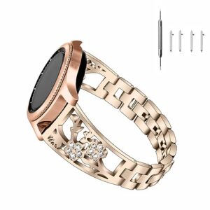 lyxloveri quick release metal watch band universal 20mm band for women adjustable black silver vintage-gold stainless steel strap smartwatch bands valentine gifts (20mm, vintage-gold)