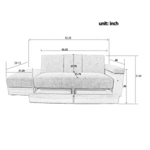 FULife Multi-Functional Futon Sofa Loveseat Convertible Sleeper Couch Bed Daybed with 2 Cup Holders, Drawers and Storage Box Can Be Used As Tea Table and Pedal for Living Room Small Space