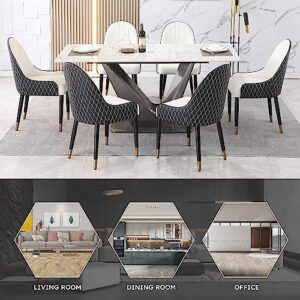 Modern Dining Table for 6 People, 71" Dinner Room Table with Stainless Steel Base, Rectangular Marble Dining Kitchen Table Stone Dining Table Suitable for Home, Kitchen, Living Room (1 Table)