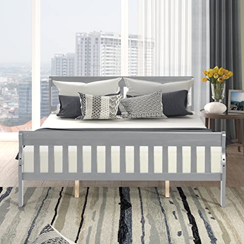 HAUSHECK Queen Bed Frame w/Headboard, Modern Platform Bed with 12" Under Storage Space, Queen Wood Bed Frame No Box Spring Needed for Kids, Teen, Adults, Wooden Slats Support Mattress Foundation