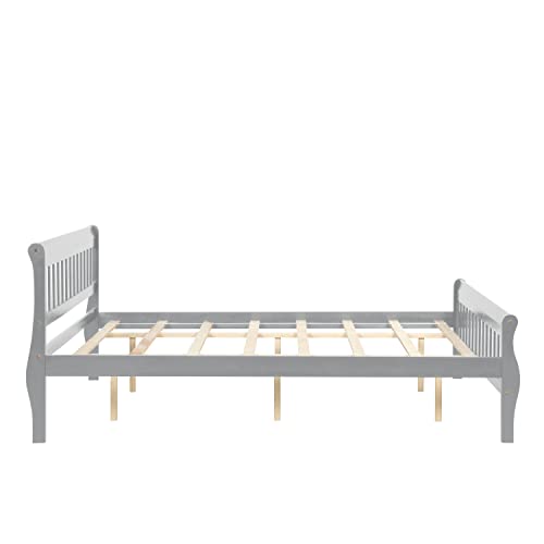 HAUSHECK Queen Bed Frame w/Headboard, Modern Platform Bed with 12" Under Storage Space, Queen Wood Bed Frame No Box Spring Needed for Kids, Teen, Adults, Wooden Slats Support Mattress Foundation