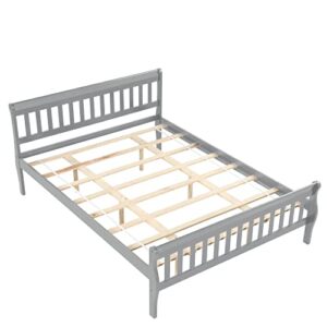 HAUSHECK Queen Bed Frame w/Headboard, Modern Platform Bed with 12" Under Storage Space, Queen Wood Bed Frame No Box Spring Needed for Kids, Teen, Adults, Wooden Slats Support Mattress Foundation