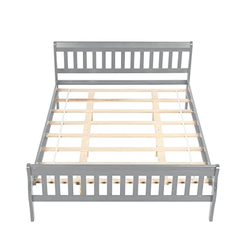 HAUSHECK Queen Bed Frame w/Headboard, Modern Platform Bed with 12" Under Storage Space, Queen Wood Bed Frame No Box Spring Needed for Kids, Teen, Adults, Wooden Slats Support Mattress Foundation