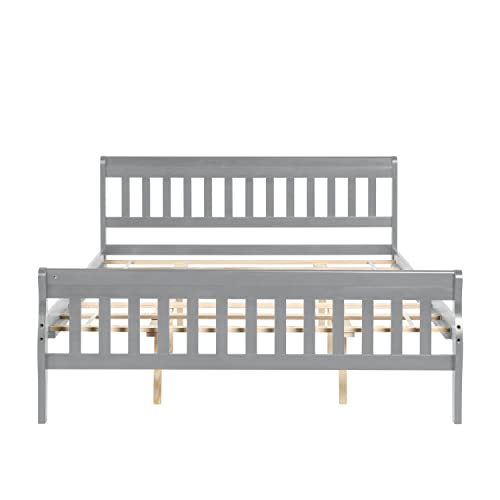 HAUSHECK Queen Bed Frame w/Headboard, Modern Platform Bed with 12" Under Storage Space, Queen Wood Bed Frame No Box Spring Needed for Kids, Teen, Adults, Wooden Slats Support Mattress Foundation