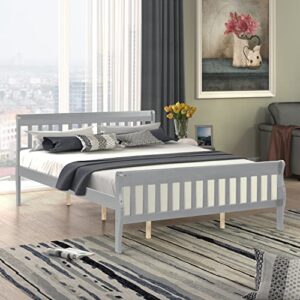 HAUSHECK Queen Bed Frame w/Headboard, Modern Platform Bed with 12" Under Storage Space, Queen Wood Bed Frame No Box Spring Needed for Kids, Teen, Adults, Wooden Slats Support Mattress Foundation