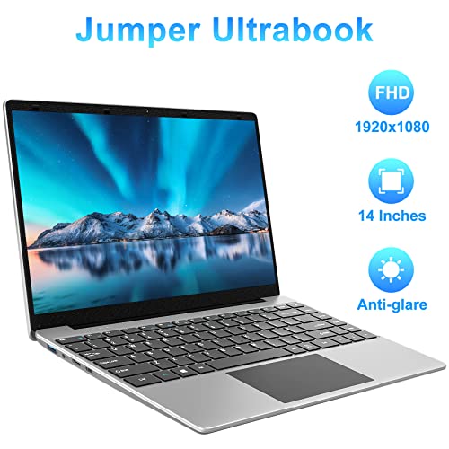 jumper 14 Inch Laptop, 12GB RAM 256GB SSD, Quad -Core Intel Celeron Processor, FHD 1920X1080 Screen(16:9), Windows 11 Laptop Computer with Dual-Band WiFi, Dual Speakers, 35520mWH Battery, Type-C.