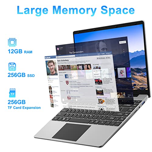 jumper 14 Inch Laptop, 12GB RAM 256GB SSD, Quad -Core Intel Celeron Processor, FHD 1920X1080 Screen(16:9), Windows 11 Laptop Computer with Dual-Band WiFi, Dual Speakers, 35520mWH Battery, Type-C.