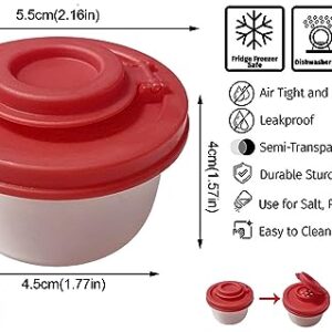 Micozy Salt and Pepper Shakers Moisture Proof Sets, Small Mini Salt Shaker for Camping Picnic Outdoors Kitchen, Clear Plastic Spice Jar Dispenser with Red Covers (1PCS)