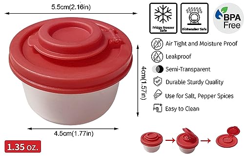 Micozy Salt and Pepper Shakers Moisture Proof Sets, Small Mini Salt Shaker for Camping Picnic Outdoors Kitchen, Clear Plastic Spice Jar Dispenser with Red Covers (1PCS)