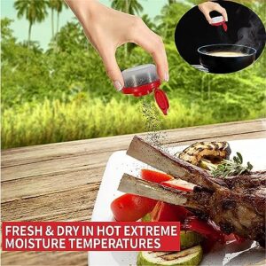 Micozy Salt and Pepper Shakers Moisture Proof Sets, Small Mini Salt Shaker for Camping Picnic Outdoors Kitchen, Clear Plastic Spice Jar Dispenser with Red Covers (1PCS)