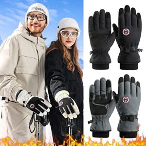 liuyffan Men and Women Gloves Winter Skiing Hands Warm Skiing Gloves Wind Proof Warm Mittens for Women Cold Weather Insulated (Black, L)