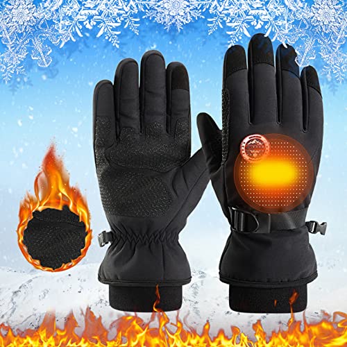 liuyffan Men and Women Gloves Winter Skiing Hands Warm Skiing Gloves Wind Proof Warm Mittens for Women Cold Weather Insulated (Black, L)