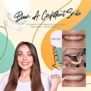 4 PCS Denture Teeth Temporary Fake TeethSnap On Veneers, Snap in for Men and Women,Cover The Imperfect Teeth,No Pain No Shot Drilling,Fix Confident Smile-B01