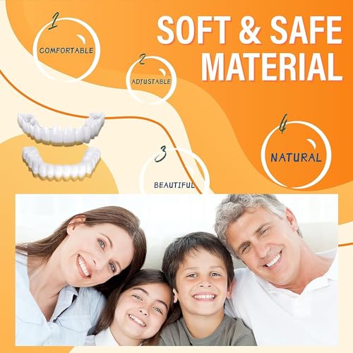 4 PCS Denture Teeth Temporary Fake TeethSnap On Veneers, Snap in for Men and Women,Cover The Imperfect Teeth,No Pain No Shot Drilling,Fix Confident Smile-B01