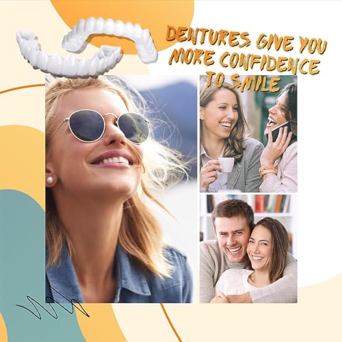 4 PCS Denture Teeth Temporary Fake TeethSnap On Veneers, Snap in for Men and Women,Cover The Imperfect Teeth,No Pain No Shot Drilling,Fix Confident Smile-B01