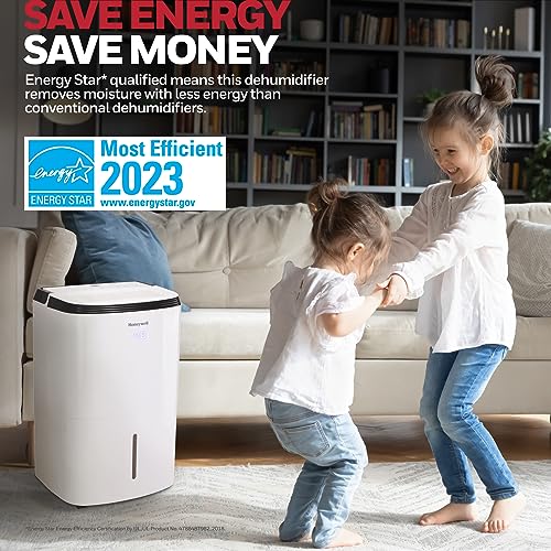 Honeywell 4000 Sq. Ft. Energy Star Dehumidifier with Built-in Pump for Home Basements & Large Rooms, with Mirage Display, Washable Filter to Remove Odor and Filter Change Alert - 50 Pint (Previously 70 Pint)