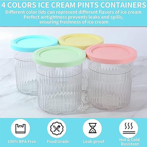 DISXENT Creami Deluxe Pints, for Ninja Pints with Lids,24 OZ Ice Cream Pint Cooler Airtight and Leaf-Proof Compatible NC500,NC501 Series Ice Cream Maker