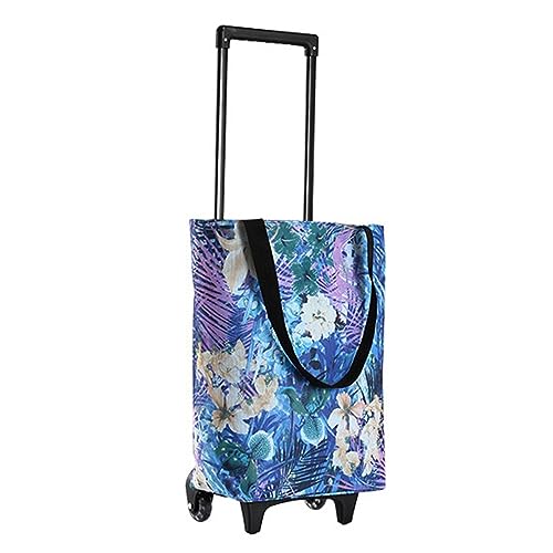 Shopping Carts For Groceries， Folding Truck ， Tote Bag On Wheels Collapsible Shopping Cart Bags Reusable Grocery Bags (Color : Thousand purple leaves)