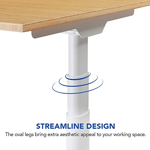 FLEXISPOT E8 Dual Motor 3 Stages Bamboo Electric Standing Desk 60x30 Inch Oval Leg Whole-Piece Board Height Adjustable Desk Electric Stand Up Desk Sit Stand Desk (White Frame + Bamboo Desktop)