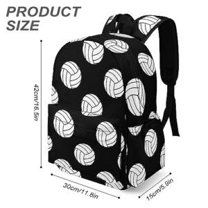 Black and White Volleyball Balls Travel Backpack Lightweight 16.5 Inch Computer Laptop Bag Casual Daypack for Men Women