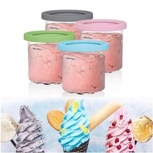 remys creami pints and lids - 4 pack, for ninja creami deluxe,16 oz ice cream pint cooler bpa-free,dishwasher safe compatible nc301 nc300 nc299amz series ice cream maker