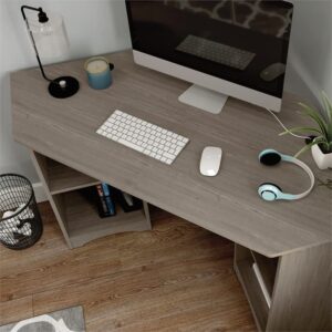 UrbanPro Engineered Wood Corner Desk in Silver Sycamore/Brown Finish