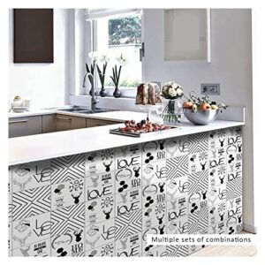 Tile Stickers Elk Black White Stick on Tiles Bathroom PVC Self Adhesive Wall Tiles Kitchen Stick on Wall Tiles Waterproof Peel and Stick Floor Tiles Self Adhesive Tiles for Walls (Size : 10x10x10 pcs