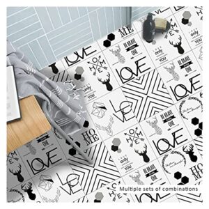 Tile Stickers Elk Black White Stick on Tiles Bathroom PVC Self Adhesive Wall Tiles Kitchen Stick on Wall Tiles Waterproof Peel and Stick Floor Tiles Self Adhesive Tiles for Walls (Size : 10x10x10 pcs