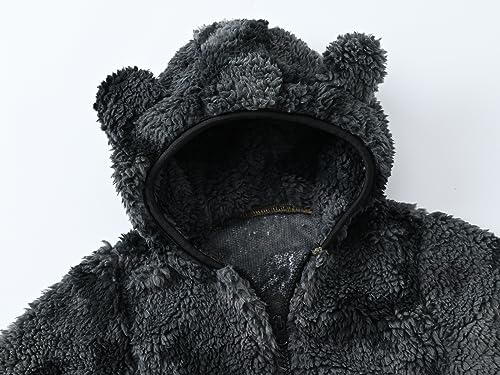 GDDXLM Toddler Girls Boys Fleece Hoody Jacket Cute Bear Ear Hoodie Sweatshirt Sweater Zip Up Teddy Jackets Warm Snowsuit Cardigan Tunic Tops Fall Winter Outwear Baby Kids Hairy Coat